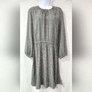Old Navy Women's Long Sleeve‎ Dress Size Large Black Pink Plaid Career Office